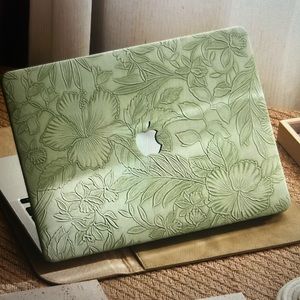 MACBOOK AIR 13” (A1466 or A1369) GREEN FLORAL CASE